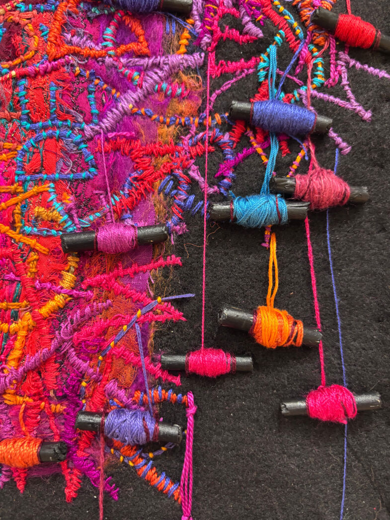 Jean Draper, Unpicking Complex Conversations (Detail, hand embroidery)